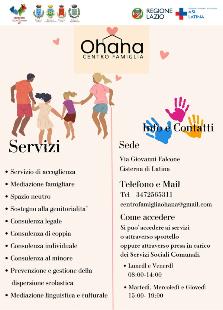 Locandina servizi del partner Centro famiglia Ohana
